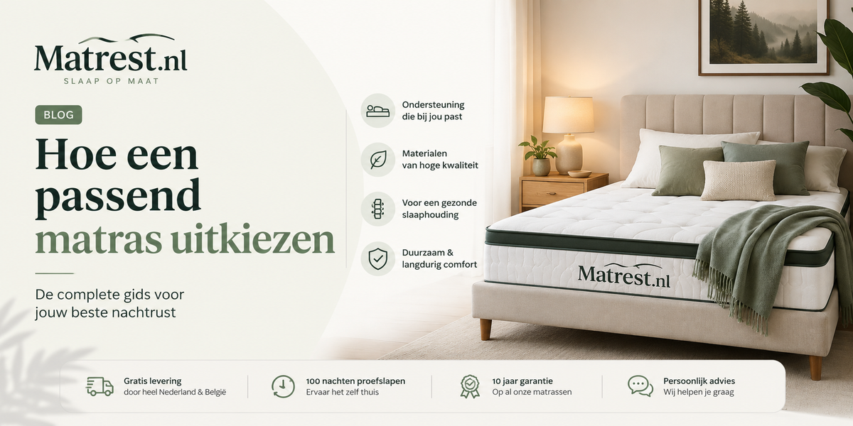 Persoon ligt ontspannen op een comfortabel matras in een moderne slaapkamer