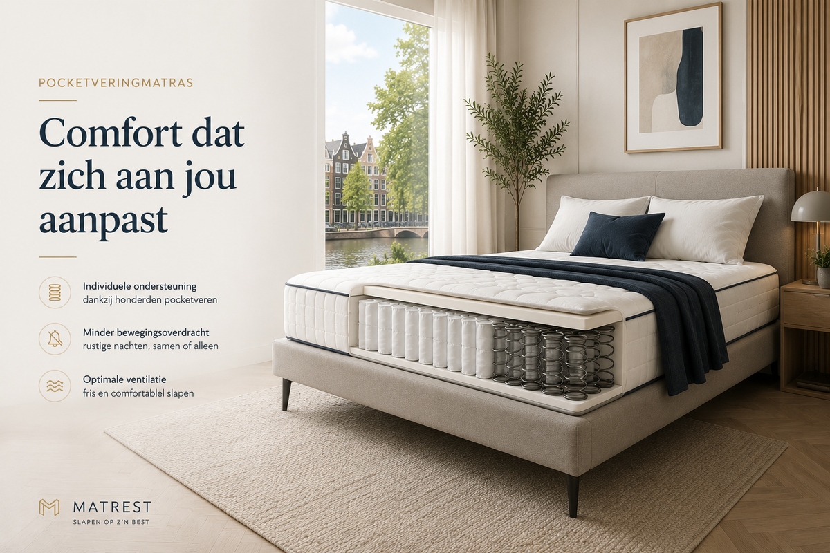 Pocketveringmatras met comfortabele ondersteuning in een moderne slaapkamer