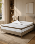 7-zone pocketvering matras 25 cm orthopedisch in wit met bruine baan van Matrest.