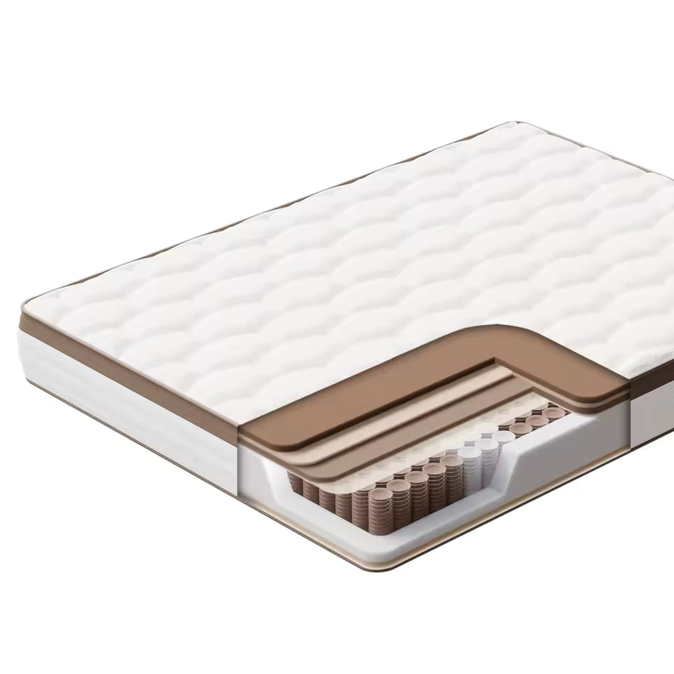 Orthopedisch 7-Zone Pocketvering Wit Matras met Bruine Baan 25 cm | Matrest