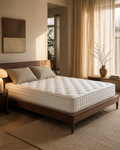 Wit matras 22 cm binnenveringsmatras met 7-zone ondersteuning van Matrest in moderne slaapkamer.